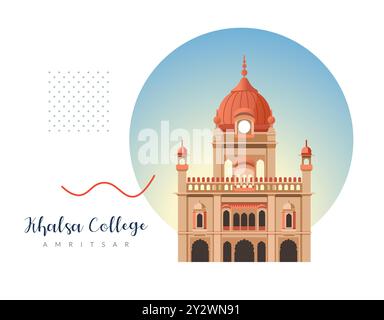 Historisches Khalsa College - Amritsar - Punjab - Stock Illustration als EPS 10 Datei Stock Vektor