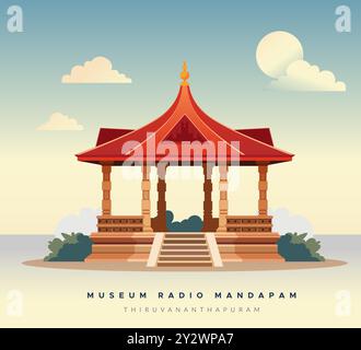 Museum Radio Mandapam - Thiruvananthapuram, Kerala - Stock Illustration als EPS 10 Datei Stock Vektor