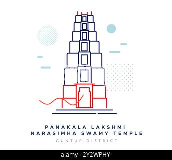 Pankhala Sri Lakshmi Narasimha Swamy Temple in Mangalgiri - Bezirk Guntur - Stock Illustration als EPS 10 Datei Stock Vektor