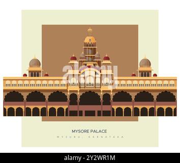 Mysore Palace - Amba Vilas Palace - Mysuru, Karnataka - Stock Illustration als EPS 10 Datei Stock Vektor