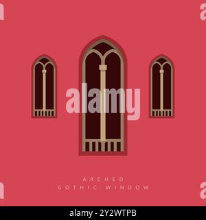 Bogenförmiger gotischer Fensterrahmen - Element - Stock-Illustration als EPS 10-Datei Stock Vektor