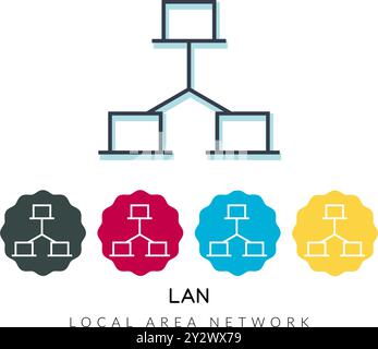 Sicherer Schutz – Local Area Network – LAN-Symbol – Abbildung als EPS 10-Datei Stock Vektor
