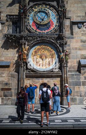 Astronomische Uhr im Rathausturm von Prag Stockfoto