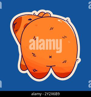 Kindlicher Plüschaufkleber Kawaii Capybara. Stock Vektor