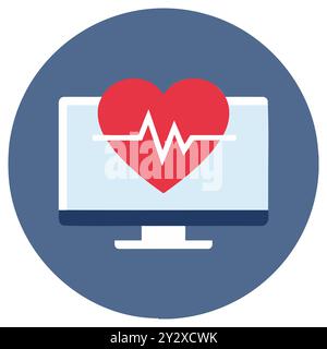 Symbol für die Herzgesundheitsüberwachung auf dem Computerbildschirm Stock Vektor