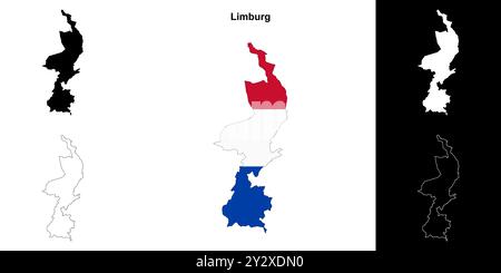 Umrisskarten der Provinz Limburg Stock Vektor