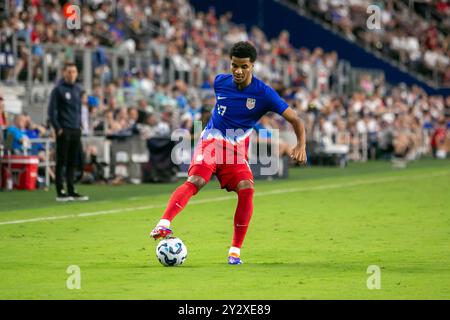 Cincinnati, Ohio, USA, 10. September 2024. Mittelfeldspieler Malik Tillman (17). Die USMNT spielt Neuseeland in einem internationalen Freundschaftsspiel im TQL Stadium in Cincinnati, Ohio. Quelle: Kindell Buchanan/Alamy Live News Stockfoto