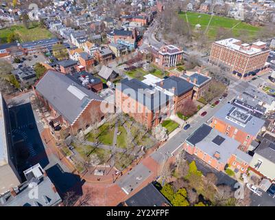 Salem historische Innenstadt aus der Vogelperspektive einschließlich Daland House, Armory Building und Hawthorne Hotel im Stadtzentrum von Salem, Essex County, Massachusetts M. Stockfoto