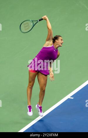 Aryna Sabalenka (BLR) Gewinnerin der Women's Singles Championships bei den US Open Tennis 2024. Stockfoto