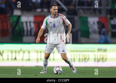 Budapest, Ungarn. September 2024. Federico Gatti aus Italien während des Spiels der UEFA Nations League in der Bozsik Arena in Budapest. Der Bildnachweis sollte lauten: Jonathan Moscrop/Sportimage Credit: Sportimage Ltd/Alamy Live News Stockfoto