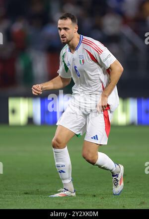 Budapest, Ungarn. September 2024. Federico Gatti aus Italien während des Spiels der UEFA Nations League in der Bozsik Arena in Budapest. Der Bildnachweis sollte lauten: Jonathan Moscrop/Sportimage Credit: Sportimage Ltd/Alamy Live News Stockfoto