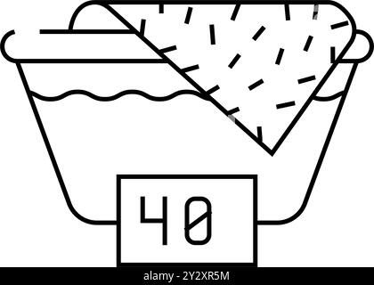 Waschen bis zu 40 Grad Linie Symbol Vektorgrafik Stock Vektor
