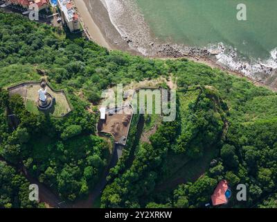 San Juan Del Sur christus Statue über der Drone Stockfoto