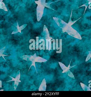 Ethnische Tiere nahtloses Schwalbenmuster zum Einpacken von Papier und Stoffen Stockfoto