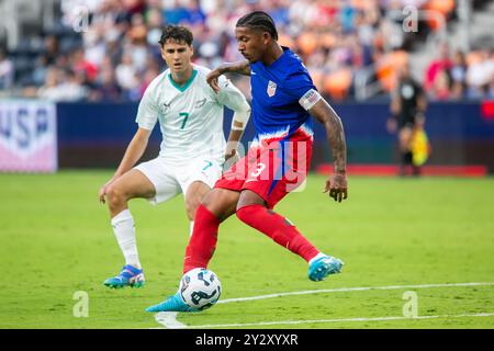 Cincinnati, Ohio, USA, 10. September 2024. US-Verteidiger Chris Richards (3). Die USMNT spielt Neuseeland in einem internationalen Freundschaftsspiel im TQL Stadium in Cincinnati, Ohio. Quelle: Kindell Buchanan/Alamy Live News Stockfoto