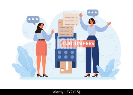 Studentenschulden. Junge Absolventen mit einer Finanzkrise. Finanzieller Bildungskredit. Zahlungsproblem nach Abschluss. Illustration des flachen Vektors Stock Vektor