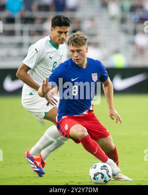 Cincinnati, Ohio, USA, 10. September 2024. Mittelfeldspieler Aidan Morris (8). Die USMNT spielt Neuseeland in einem internationalen Freundschaftsspiel im TQL Stadium in Cincinnati, Ohio. Quelle: Kindell Buchanan/Alamy Live News Stockfoto