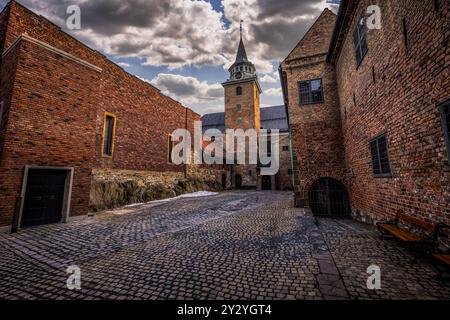 Oslo - 12. Februar 2023: Die historische epische Festung Akershus i Oslo, Norwegen Stockfoto