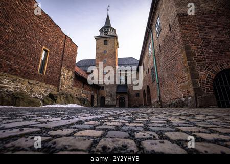 Oslo - 12. Februar 2023: Die historische epische Festung Akershus i Oslo, Norwegen Stockfoto