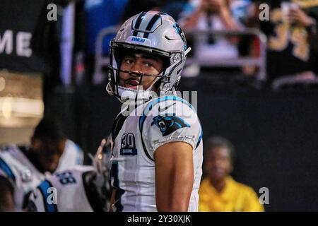 New Orleans, Louisiana, USA. September 2024. Der Carolina Panthers Quarterback Bryce Young spielt am 8. September 2024 in New Orleans, Louisiana, USA, gegen die New Orleans Saints. Die Saints besiegten die Panthers 47-10. (Kreditbild: © Dan Anderson/ZUMA Press Wire) NUR REDAKTIONELLE VERWENDUNG! Nicht für kommerzielle ZWECKE! Stockfoto