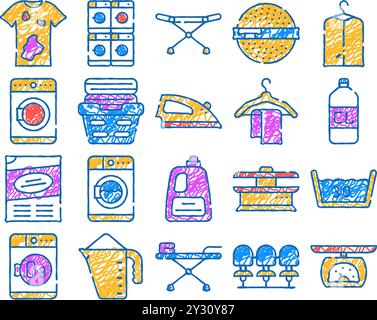 Symbol für Wäscheservice handgezeichnet Stock Vektor