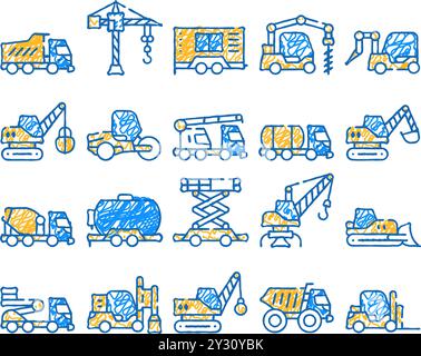 Baufahrzeugsymbol handgezeichnet Stock Vektor