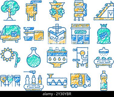 Symbol für Ölproduktion handgezeichnet Stock Vektor
