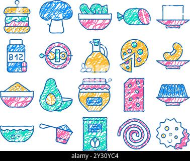 Veganes Menü Restaurant Icon handgezeichnet Stock Vektor