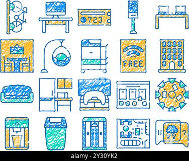 Coworking Work Office Symbol handgezeichnet Stock Vektor