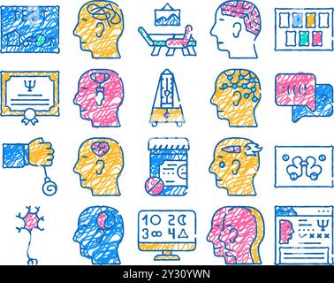 Psychologe Doktor Icon handgezeichnet Stock Vektor