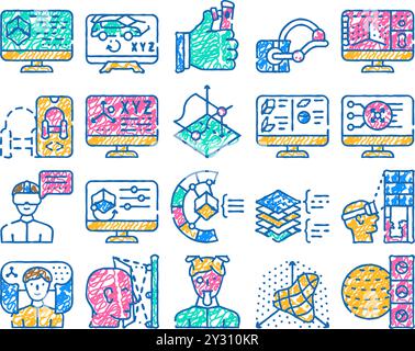 vr Designer Beruf Symbol handgezeichnet Stock Vektor