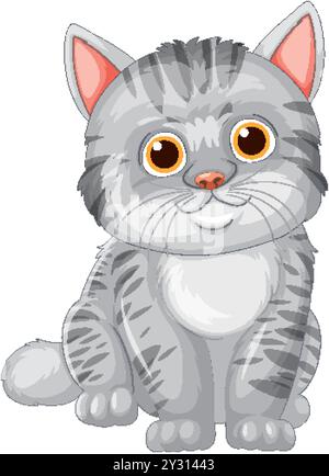 Niedliche graue Tabby-Katze sitzend Stock Vektor