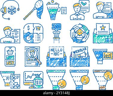 Leadgenerierung Kundengeschäftssymbol handgezeichnet Stock Vektor