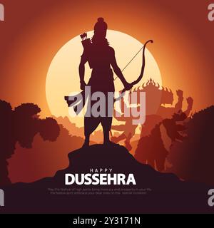 Happy Dussehra Festival von Indien. Von Lord Rama töten Ravana. vektor-Illustration Design Stock Vektor