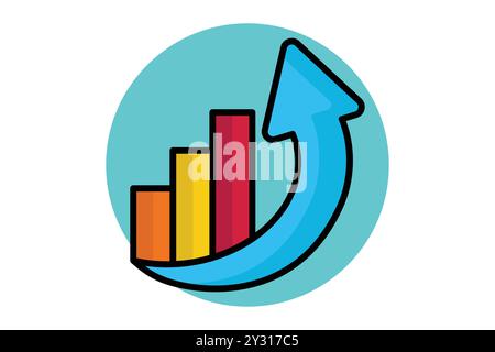 Farbiges Symbol für Trends. Diagramm mit Aufwärtspfeil. Symbol für SWOT. Vektorillustration für Geschäftselemente Stock Vektor