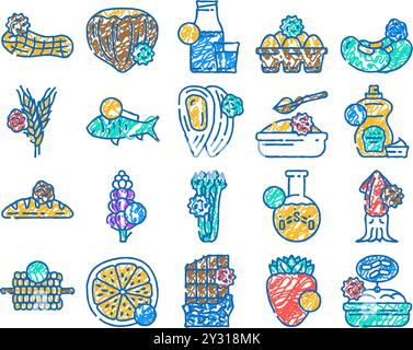 Allergenfreies Lebensmittel-Symbol handgezeichnet Stock Vektor