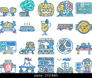 Herbstzeit Waldsymbol handgezeichnet Stock Vektor