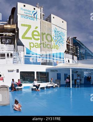 FRANKREICH, BOUCHES DU RHONE (13) FÄHRE NAMENS PIANA VON DER COMPAGNY LA MERIDIONALE. DAS ERSTE ÖKOLOGISCHE BOOT ZWISCHEN MARSEILLE UND KORSIKA Stockfoto