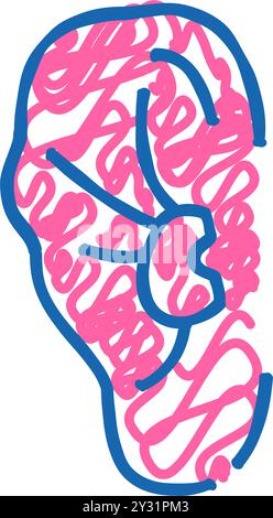 Gebrochene Wrestler Boxer Ohr Symbol Kritzelillustration Stock Vektor