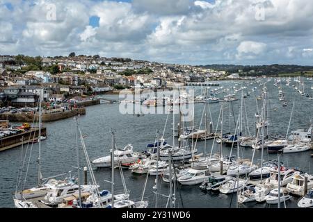 Blick auf den Hafen von Falmouth vom Turm des National Matitime Museum Cornwall UK Stockfoto