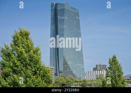 Europäische Zentralbank EZB, Hauptgebäude, Zentrale, Sonnemannstraße, Ostende, Frankfurt am Main, Hessen, Deutschland *** Europäische Zentralbank EZB, Hauptgebäude, Hauptsitz, Sonnemannstraße, Ostende, Frankfurt am Main, Hessen, Deutschland Stockfoto