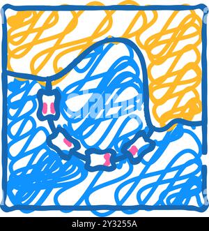 Lagune Gezeitenkraftwerke Ikone Kritzelillustration Stock Vektor