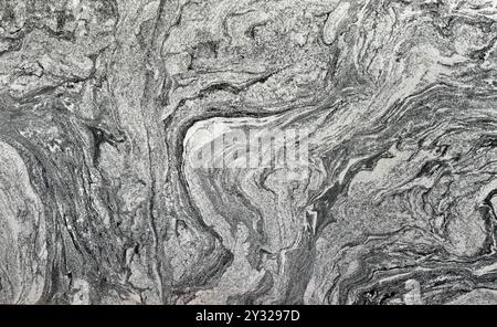 Nahaufnahme der natürlichen Granitplatte von Viscount White. Grau, silber, funkelnd und weiß. Silbergranit und Marmor. Nahtlose Musterstruktur Stockfoto