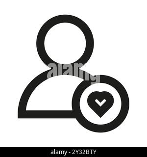 Symbol für Benutzerprofil. Favoritensymbol. Herz-Häkchen-Abzeichen. Minimalistisches Vektordesign. Stock Vektor