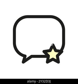 Chat-Bubble-Symbol. Sprechbox mit Stern. Markierungssymbol für Nachrichten. Schwarzer Konturvektor. Stock Vektor