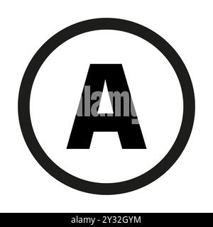 Buchstabe A Symbol. Fett formatiertes Großbuchstabe Ein Symbol. Schwarzweiß-Kreisgrafik. Einfaches Vektordesign. Stock Vektor