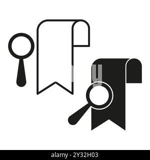 Symbol „Preisband“. Symbol für Zertifizierungsabzeichen. Leistungsvergrößerungsglas. Preisvektoremblem. Stock Vektor