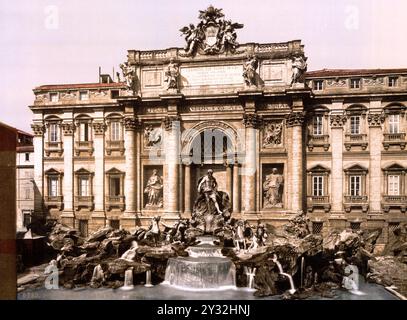 Trevi-Brunnen, Rom, Italien / Trevi-Brunnen, Rom, Italien, Historisch, digital restaurierte Reproduktion von einer Vorlage aus dem 19. Jahrhundert, 1880, Datum nicht angegeben Stockfoto