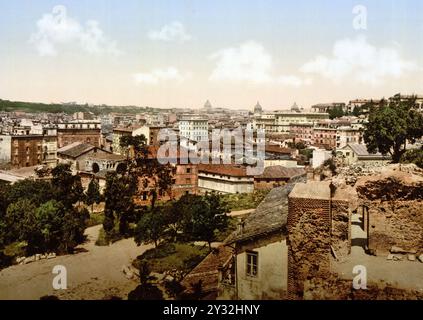 Blick vom Palast der Cäsaren, Rom, Italien / Blick vom Palast der Cäsaren, Rom, Italien, Historisch, digital restaurierte Reproduktion von einer Vorlage aus dem 19. Jahrhundert, 1880, Datum nicht angegeben Stockfoto