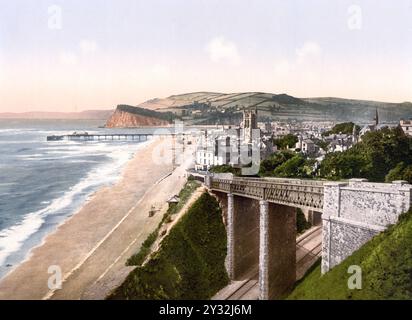 Blick vom E. Cliff, Teignmouth, England / View from E. Cliff, England, Historisch, digital restaurierte Reproduktion von einer Vorlage aus dem 19. Jahrhundert, 1880, Datum nicht angegeben Stockfoto